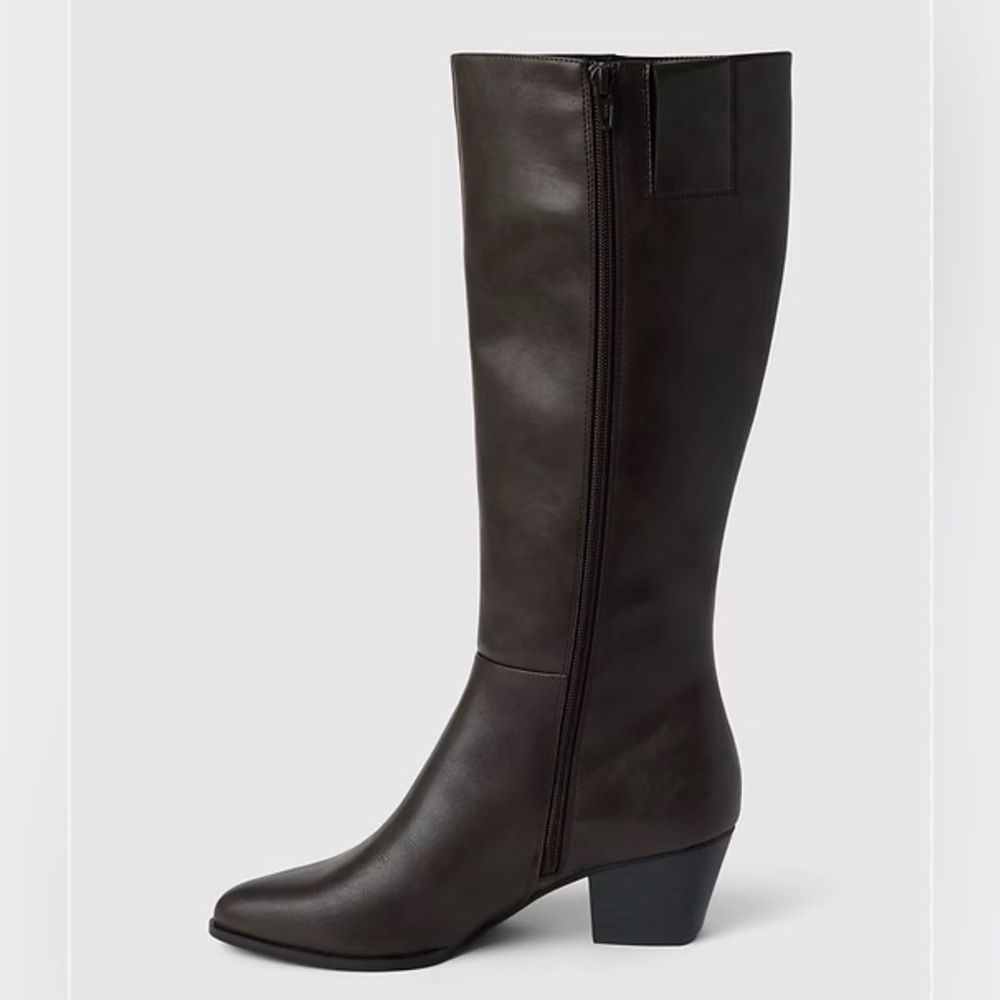 Gap Career Office Chocolate Brown Faux Vegan Leather Tall Heeled Boots 6 NWT